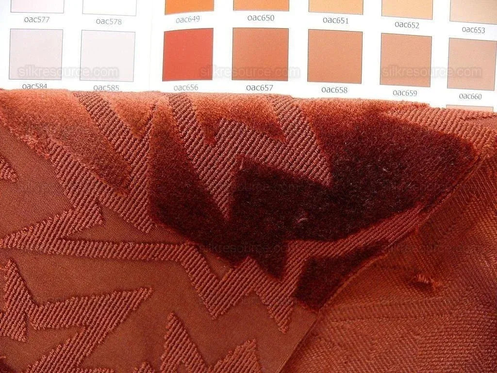 By yard Lee Jofa Groundworks Calypso Velvet Russet Jazzy Orange Stripe Cut Velvet MSRP USD 296/Y