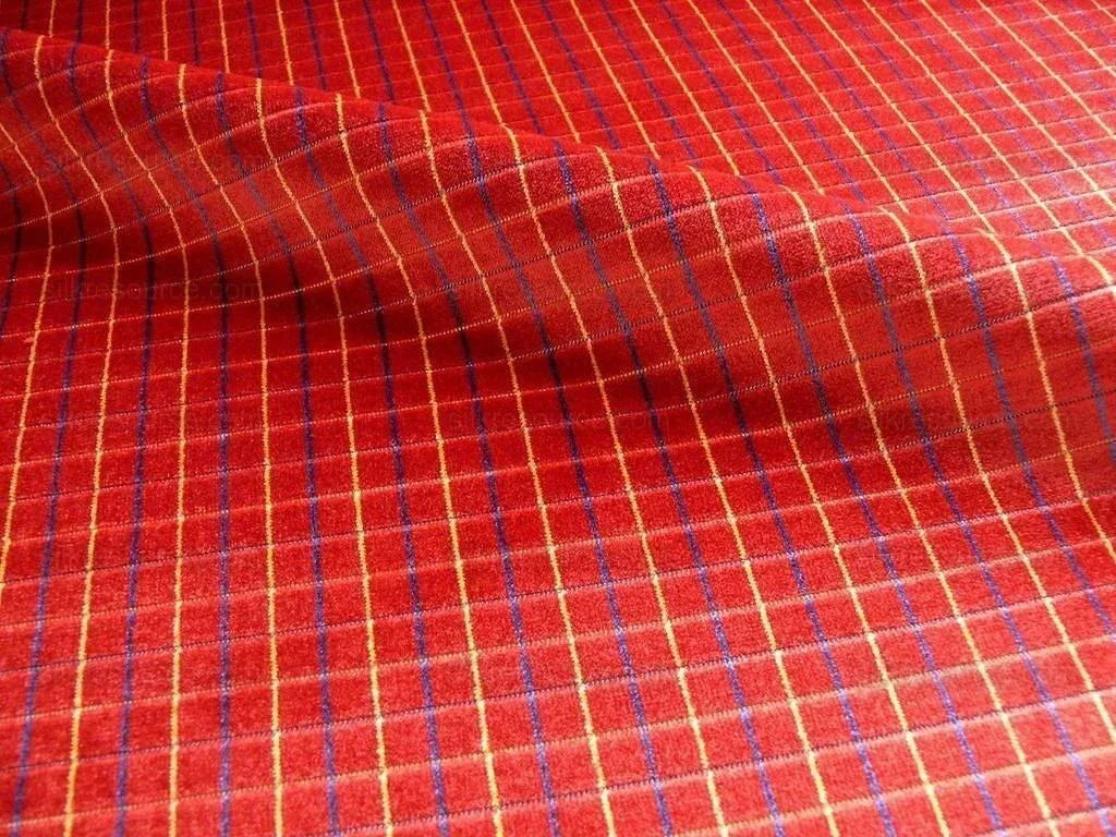 By Yd Lee Jofa Figaro Velvet Check Crimson Red Check Fr Italy