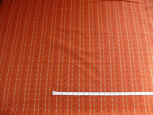 ETHNIC ADOBE! BURNT ORANGE BLACK GREY THREAD KNOT STRIPE #764