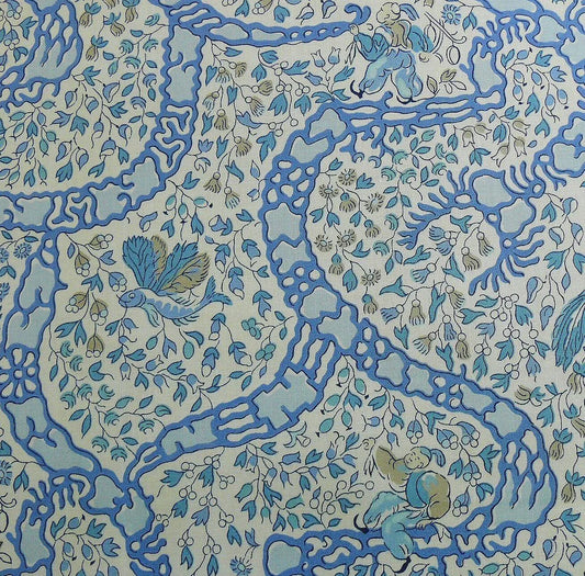VERVAIN PEKING FIGURE PRINT CHINOSERIE BLUE AQUA WHITE