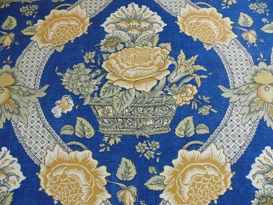 By Yard Brunschwig & Fils Corbeille De Fleurs Navy & Gold Sunflower Yellow French Country Print