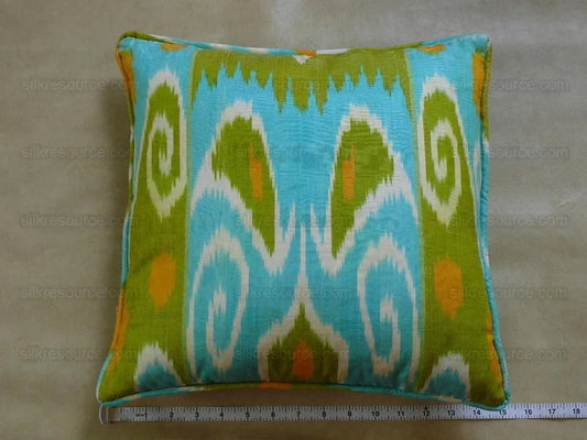 Brunschwig & Fils Silk Ikat Pillow Turquoise