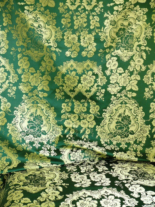 SCALAMANDRE "VILLA LOUIS" SILK BROCATELLE EMERALD GREEN MSRP$500