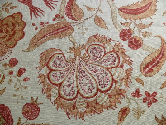Colmar Colefax & Fowler Linen Print Red On Off White 3.25 Yd