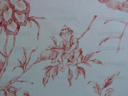 By Yard Scalamandre Asian Garden Rose Pink White Toile Chinoiserie MSRP USD 170/Y