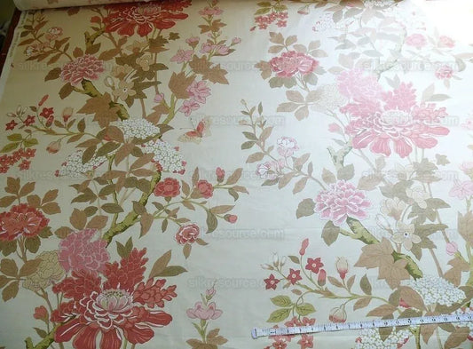 Lee Jofa G P & J Baker "sung" Tree Peony Chinoiserie Chintz Cotton Print Pink Gold Cream