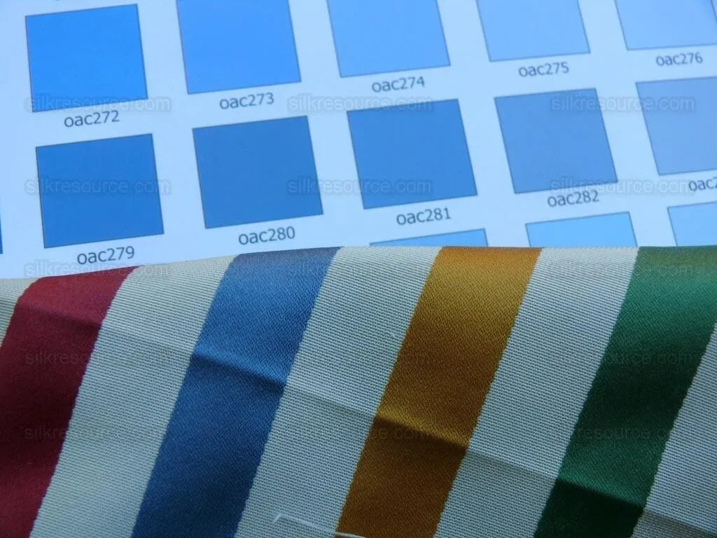 Scalamandre Louvre Silk Satin Stripe Red Green Yellow Blue White Rainbow Candy Stripe