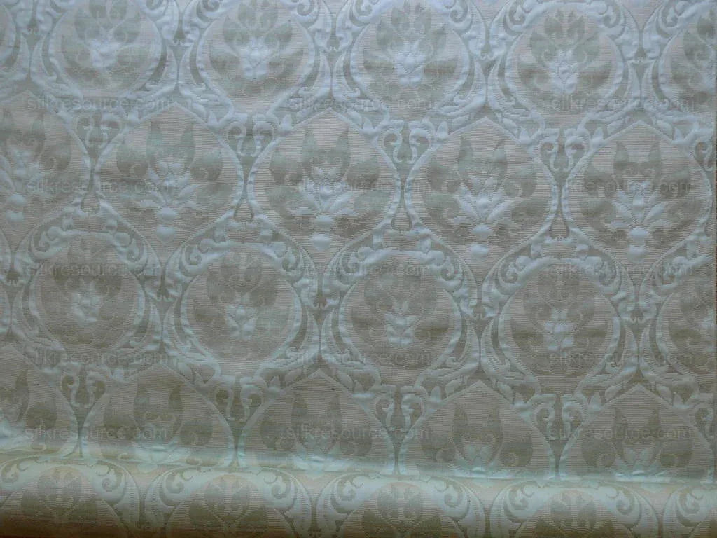 Bty Scalamandre "fu-xian Floral" 100% Silk Damask Aqua