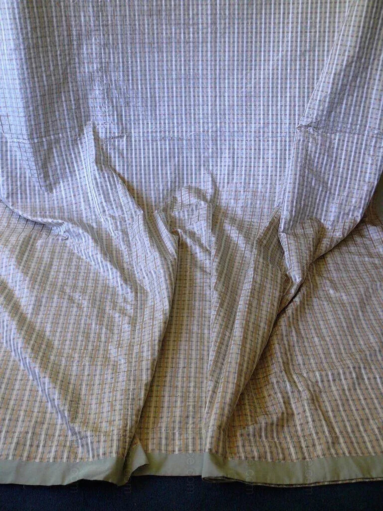 Lee Jofa Paradise Silk Drapery Pair Sea Glass Aqua Green Blue Gold 77"x101