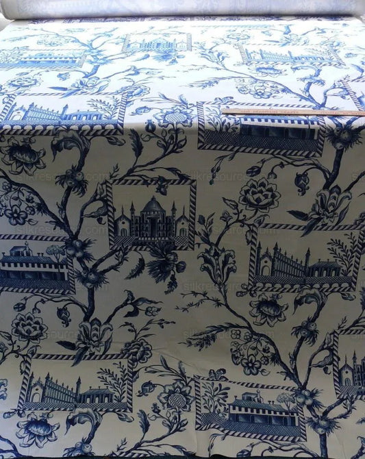 BY YD BEACON HILL PALACE WALK INDIGO BLUE WHITE COTTON TOILE ITALY Castle Tuscany MSRP USD200Y