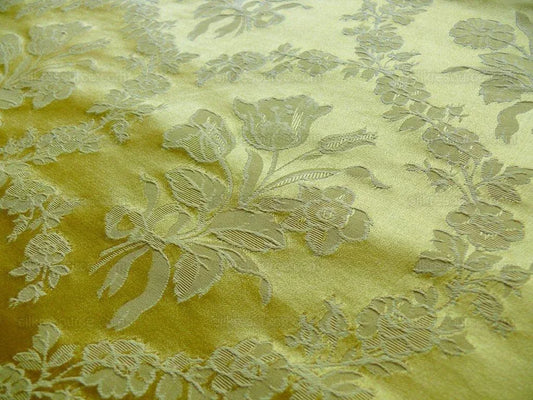 1.3y Scalamandre Vanderbilt Silk/cotton Gold Roses Tulips