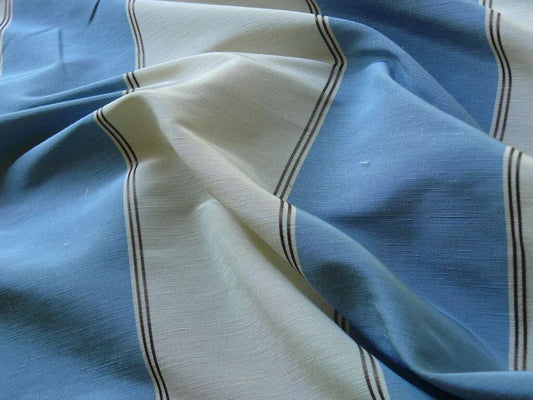SCALAMANDRE COLBY STRIPE BLUE WHITE SILK & LINEN $198/Y