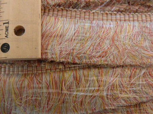 SCALAMANDRE EFFILE COUPE CUT MOSS FRINGE CORAL RED YELLOW LT BLU