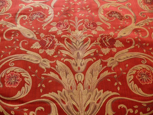 By Yd Coraggio Textile Donatello In Crimson Red Renaissance Florence Silk Tapestry Red MSRP USD 538/Y