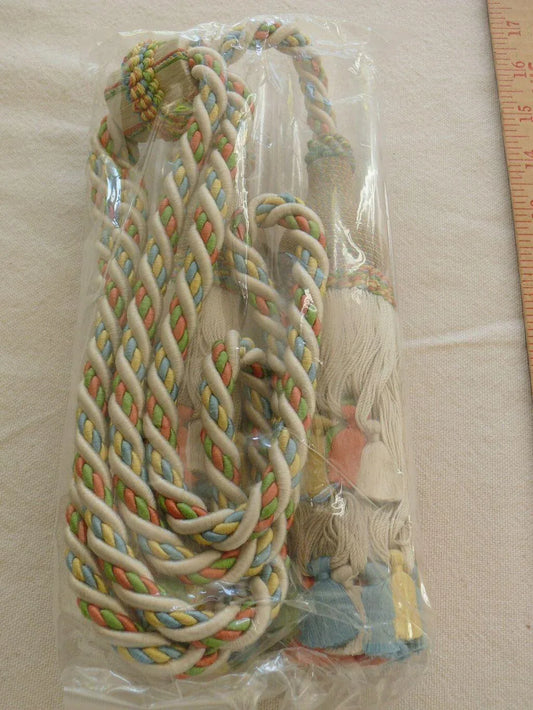 Scalamandre Lyon 100% Silk Double Tassel Tieback Coral Green