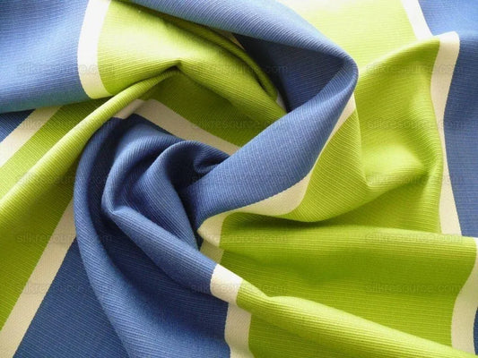 BY YARD PERENNIALS "SEA" SALT OUTDOOR FABRIC GREEN & BLUE STRIPE