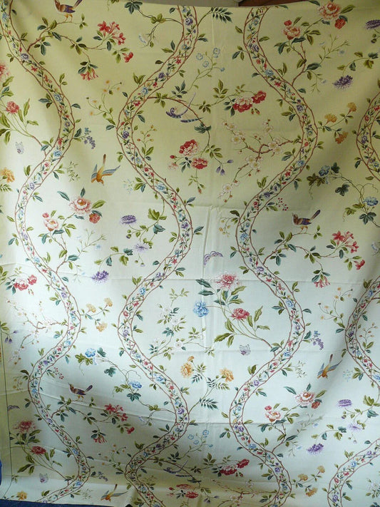 1.05Y BRUNSCHWIG & FILS SILK ROAD BIRD FLOWER BUTTER PALE Y