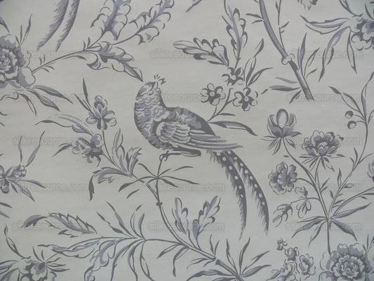 Scalamandre "aviary" Wallpaper Bird Chinioserie Grey White Singl
