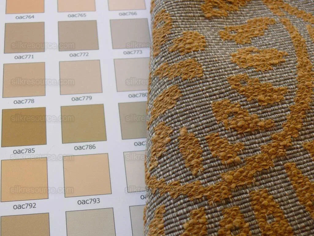 Scalamandre Arbois Jacquard Umber & Ochre Gold Trees Curvy Fern Leaves Heavy Cotton Tapestry MSRPUSD 219/Y