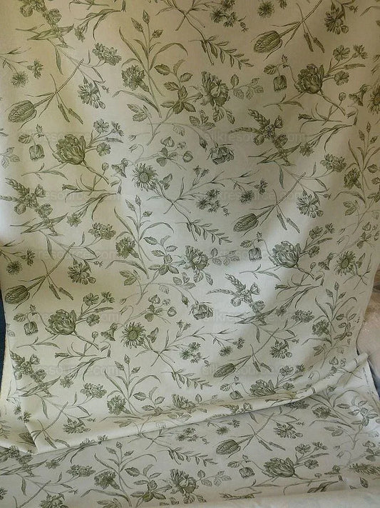 Scalamandre Hope Toile French Country Sage Green On Natural By Yard MSRP USD 160/Y