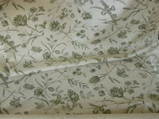 SCALAMANDRE HOPE TOILE FRENCH CNTRY SAGE GREEN ON NATURAL BTY MS