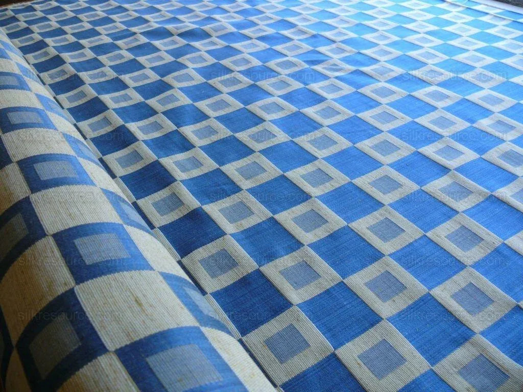 21 Yards Scalamandre Tours Blue & Honey Check Cotton/linen Damask Plaid M
