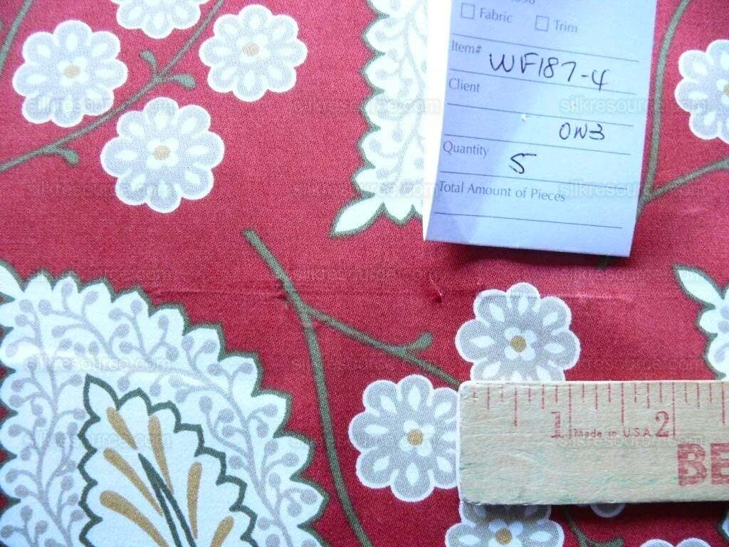 By Yd Scalamandre Winslett Red Brown White Hand Printed in Italy MSRP$160/Y