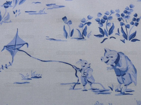 By Yard Scalamandre Life on Top of Cranberry Hill Blue Animal Cat Frog Pig Mouse Toile de Jouy Country Farm nursery MSRP 99/Y