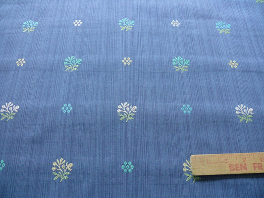 DESIGNER DENIM BLUE FIL COUPE PETIT FLOWER SPRIG