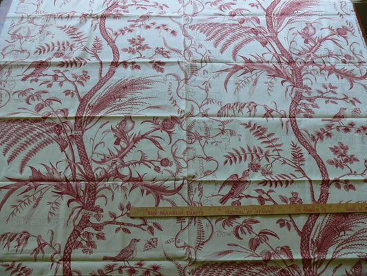 By Yd Brunschwig & Fils Bird & Thistle Print - Red MSRP USD 316/y