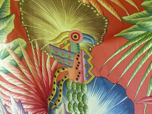 CLARENCE HOUSE MALA MALA LINEN PRINT MULTI COLOR ON RED BTY