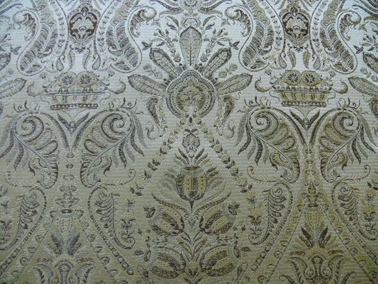 FABRICUT FEDERO 100% SILK LAMPAS REN MEDALLION/ARTICHOKE- GOLD