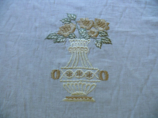 Fabricut Quilvio Embrd Linen/Cotton MARIGOLD YELLOW on Nat BTY