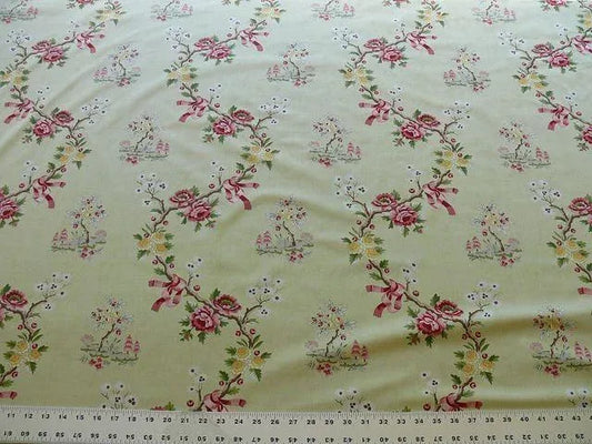 Scalamandre Chinoiserie Peach Tree Cotton - Celery Green