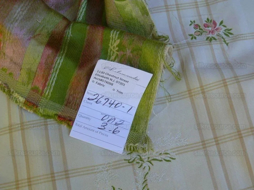 Scalamandre Gripsholm Plaid Multi On Cream Silk Cotton Lampas Ms