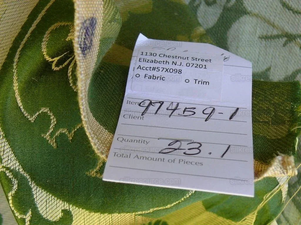 Scalamandre Davis Brocatelle Green & Gold Silk/linen Documentary