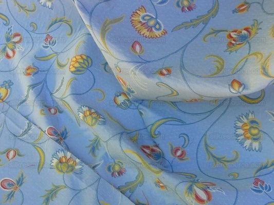 Scalamandre Gallatea Blue Lampas Crewel Flower MSRP USD 300+/Y