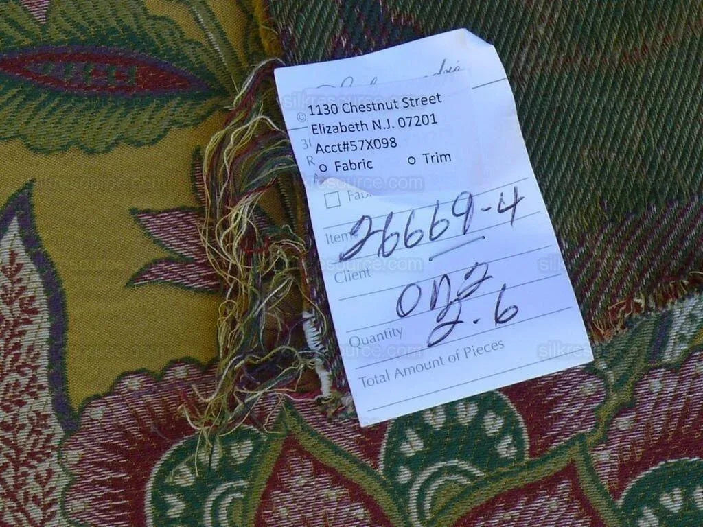 Scalamandre Tullamore Golden Lampas Jacobean Gold Green Red Bty