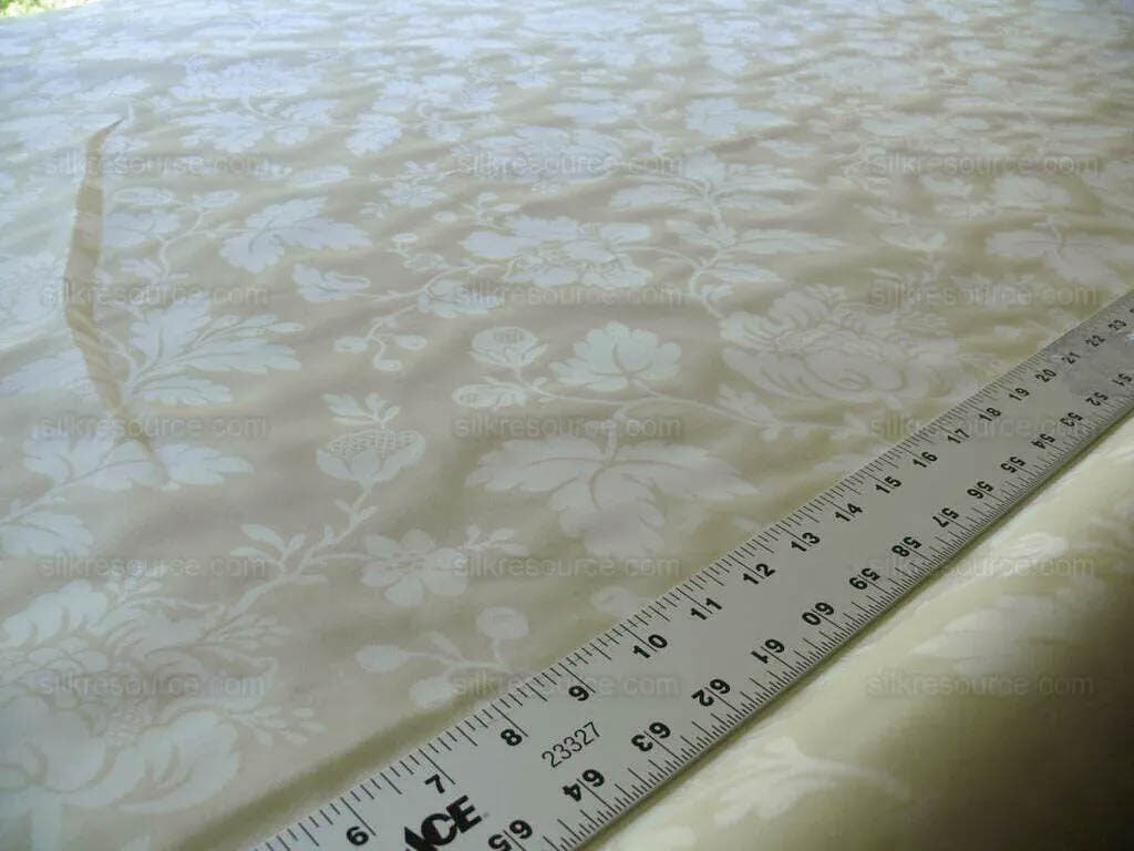 BY Yard Lee Jofa 100% Silk Embossed Organza Damask "Roxboro" Creamy Butter Ivory Sheer MSRP USD 160/Y
