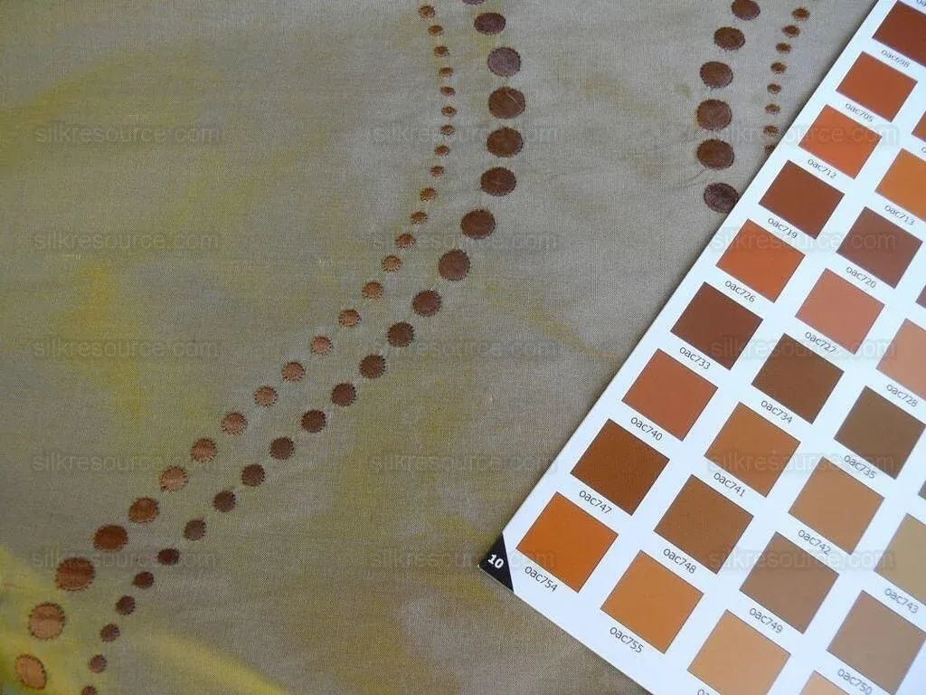 By Yd Silk Trading Co Silk Embroidery Curvy Dots Bronze #1292