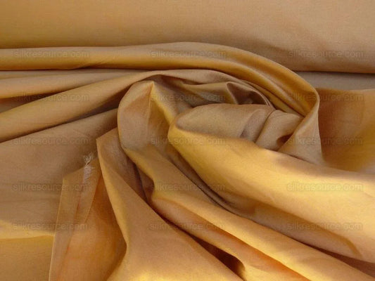 BY YD SILK TRADING CO. 100% SILK TAFFETA GOLDEN PUMPKIN w FROST