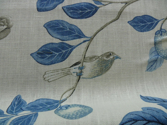 BTY GP & J Baker EMPEROR'S GARDEN Chinoiserie Bird Linen Blue Wh