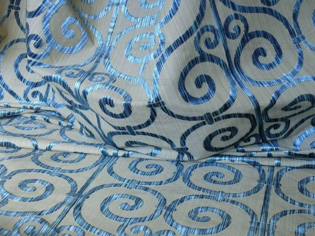 Clarence House Nouvelle Orleans Cut Velvet Scroll Sapphire Blue MSRP USD640/y