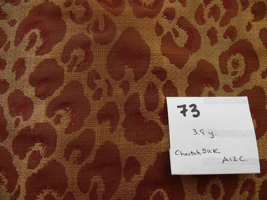 Stunning! 100% Silk Cheetah Tiger Jarquard Brown Gold Red Bty Msrp Usd200+/Y