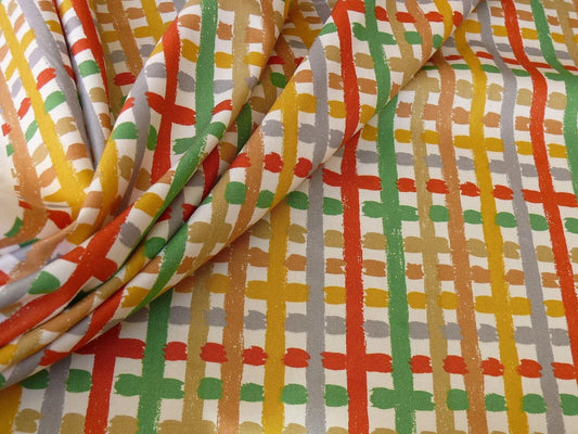 BRUNSCHWIG & FILS PARTY PLAID COTTON PRINT COLORFUL CRAYON! BTY