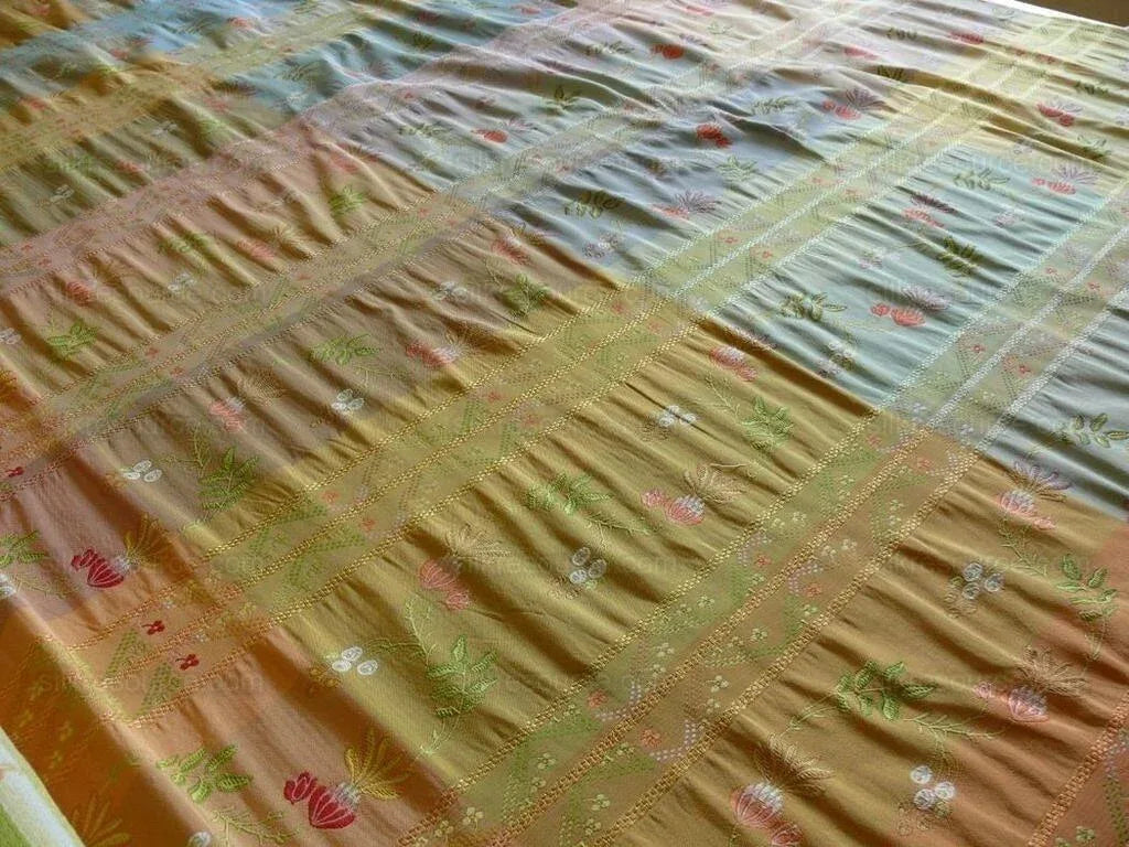 2.75y Scalamandre French Lace Flower Lampas Pink Blue Orange#16 MSRP USD 600+Y