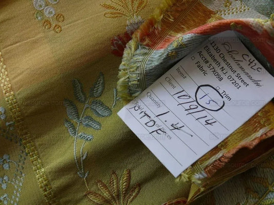 1.5y Scalamandre French Lace Flower Lampas Pink Blue Orange#15