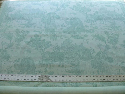 Brunschwig & Fils Cathay Toile Cotton Chinoiserie Jade Flower Light Green