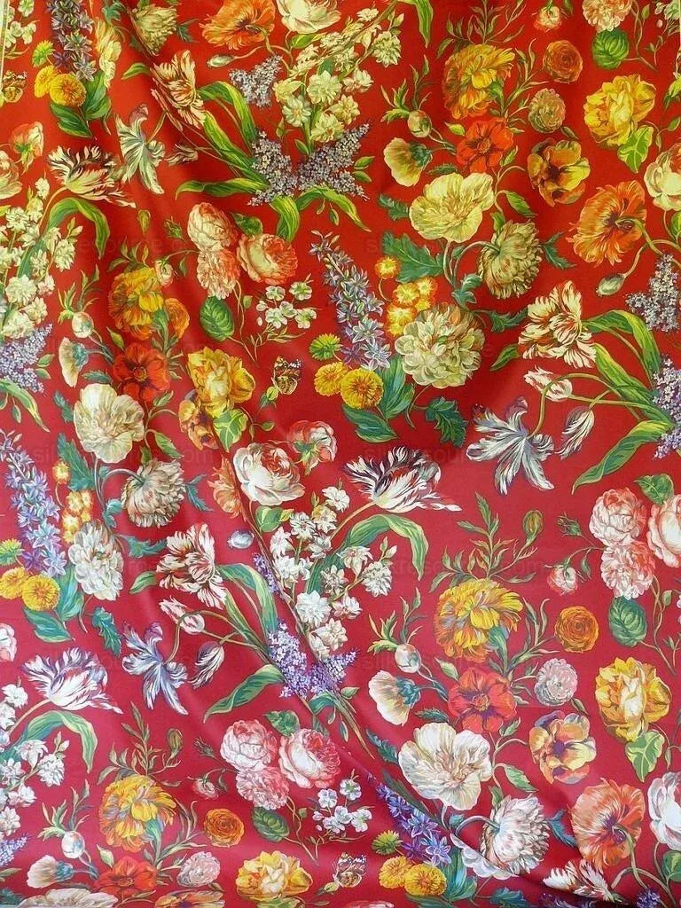 Bty Schumacher Print Cotton Dutch Garden Tulip Rose Poppy Lilac