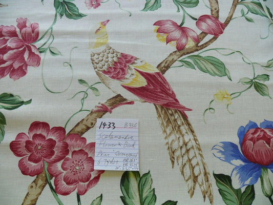 SCALAMANDRE FLOWER & BIRDS LINEN PRINT ORIENTEAUX CHINOISERIE